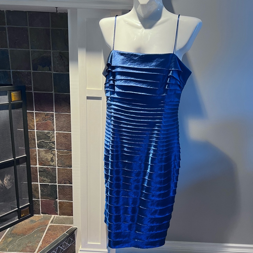 dressbarn Cobalt Blue Pleated Mini Dress